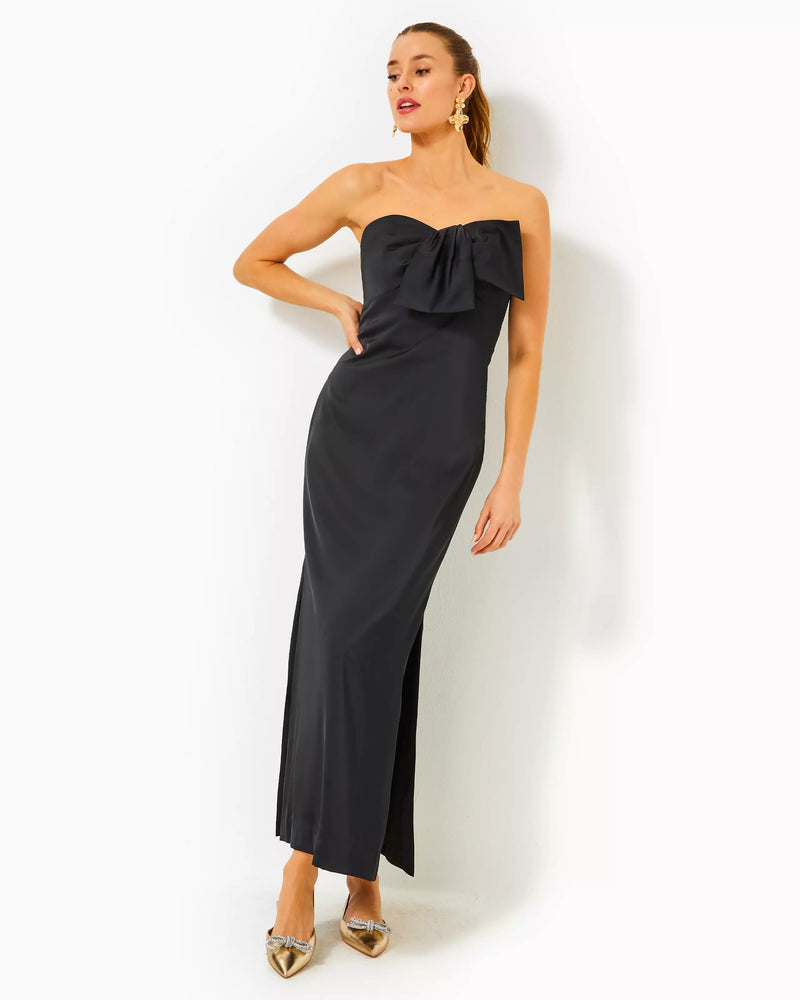 Carlynn Satin Maxi Bow Dress