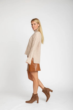 THE RILEY MOCK NECK CABLE KNIT SWEATER