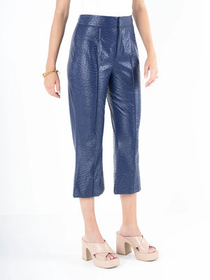 SAYLOR PANT - NAVY VEGAN OSTRICH LEATHER