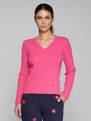 V-NECK KNIT SWEATER CANALE PINK