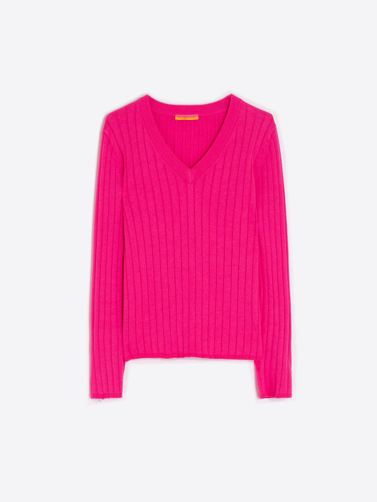 V-NECK KNIT SWEATER CANALE PINK