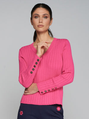 V-NECK KNIT SWEATER CANALE PINK