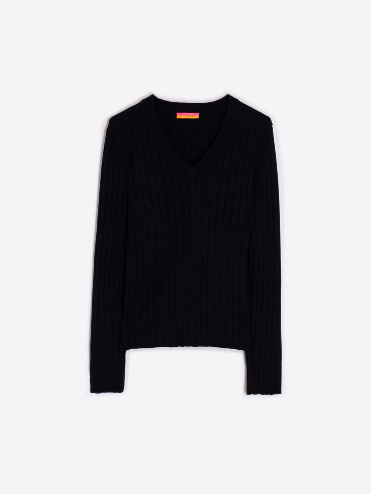 KNITWEAR V NECK BLACK SWEATER