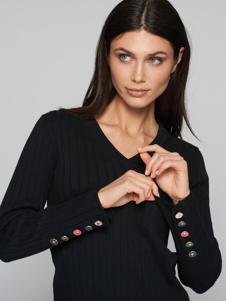 KNITWEAR V NECK BLACK SWEATER