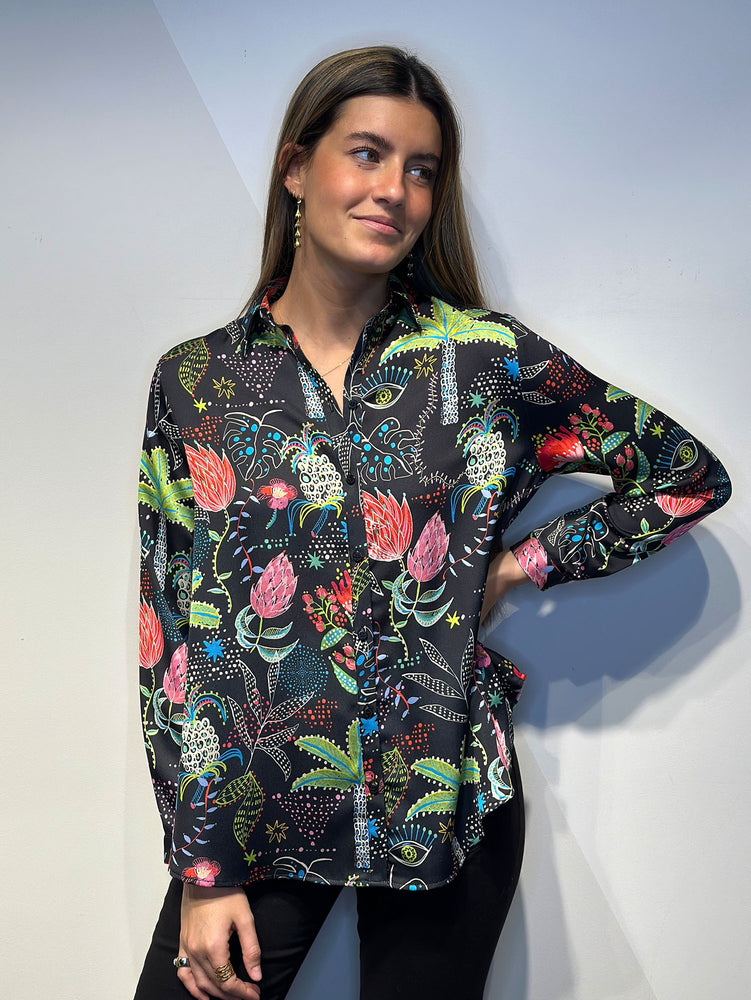 ANASTASIA BLACK FLORAL PRINT SHIRT