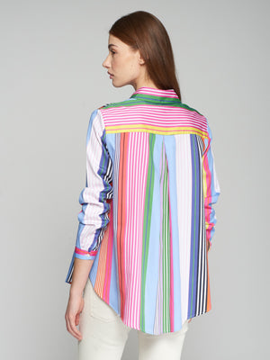 MULTICOLOURED STRIPED COTTON SHIRT