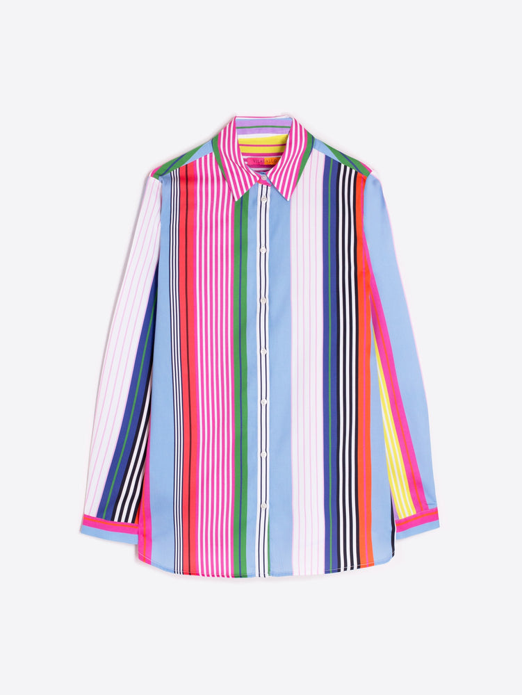 MULTICOLOURED STRIPED COTTON SHIRT