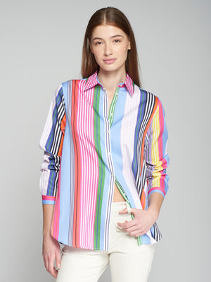 MULTICOLOURED STRIPED COTTON SHIRT