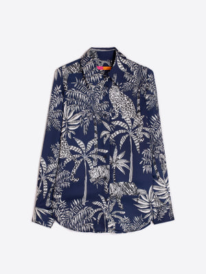 NAVY BLUE JUNGLE PRINT SHIRT